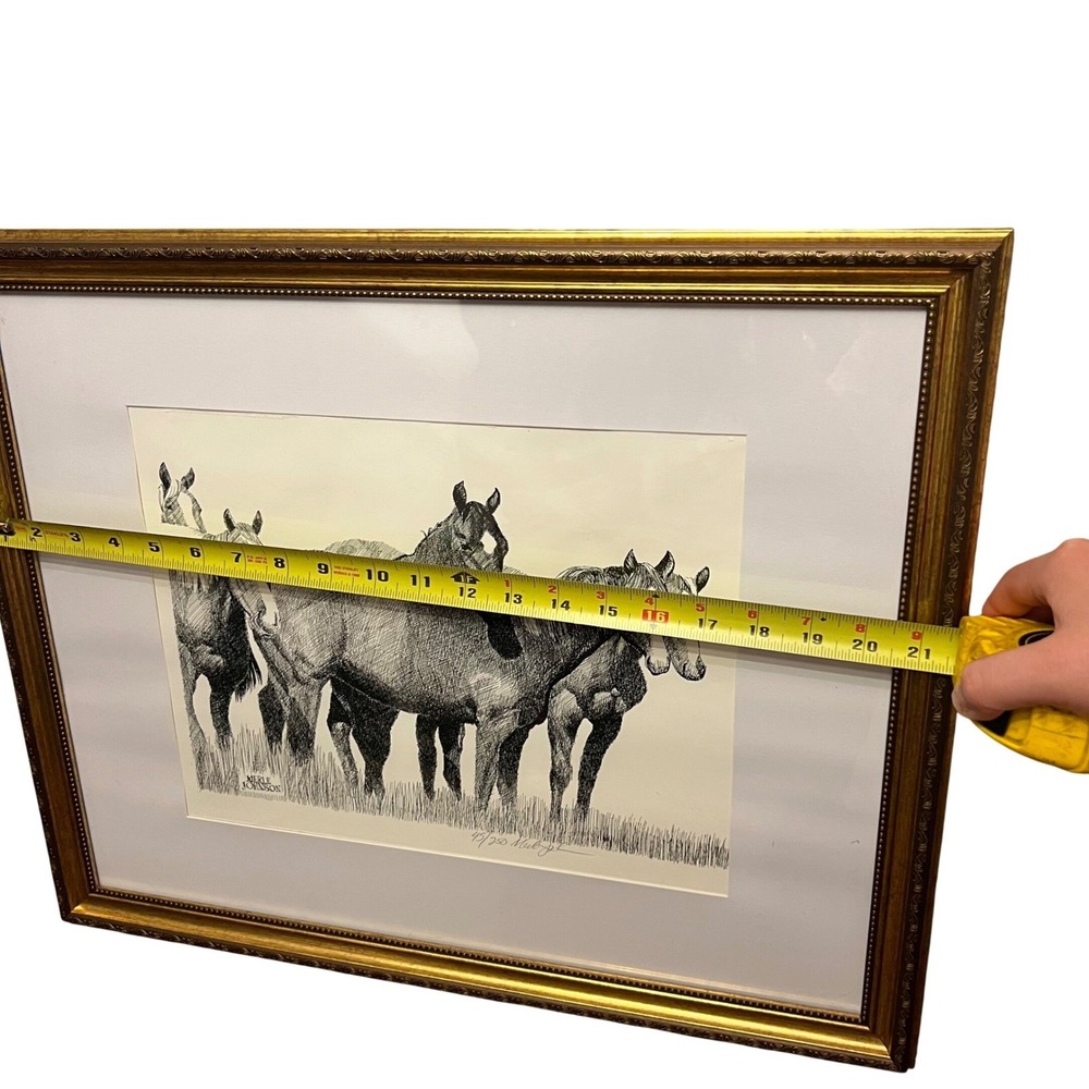 Merle Johnson  Horse Etching 45/250 Western Ranch Equestrian Framed Art - Picture 3 of 9
